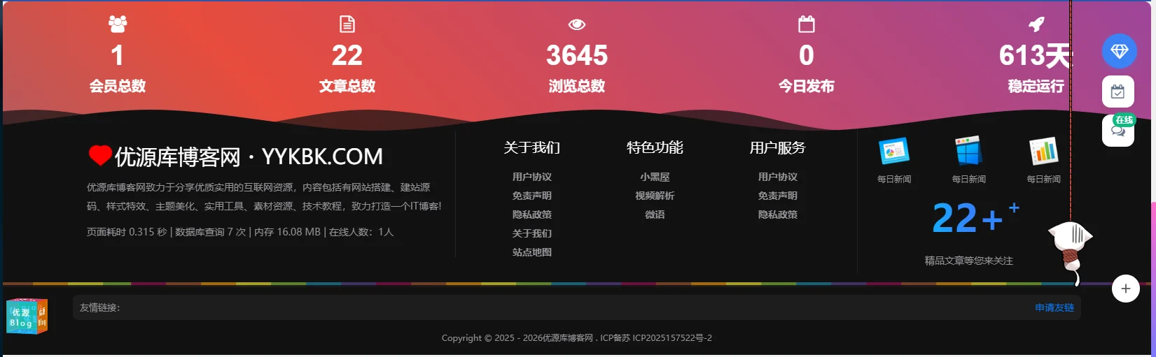 WordPress子比主题（页底美化）你是否拥有呢！-优源库博客